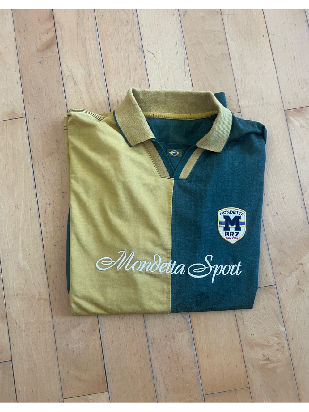 Mondetta Split Green & Yellow Rugby Polo